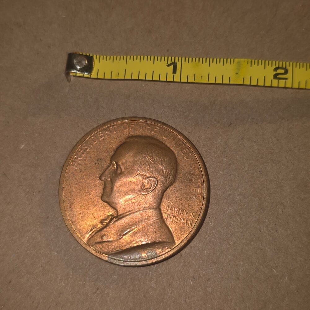 Harry S. Truman Copper Medallion Inaugurated April 12 1945 And January 20 1949
